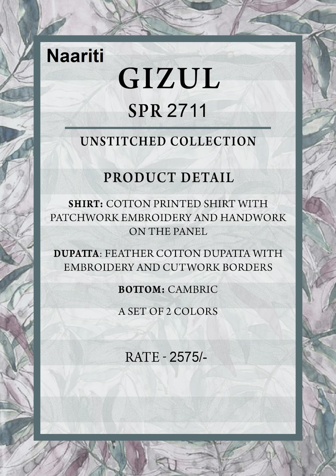 Gizul Naariti Cotton Pant Style Suits Exporter India