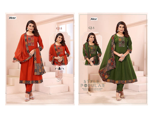 Gj 5 Aksr Mull Cotton Readymade Anarkali Suits Exporter Ahmedabad