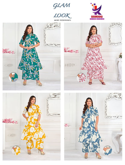 Glam Look Mlm Kalash Lifestyle Rayon 14Kg Kurti Plazzo Set Supplier Gujarat