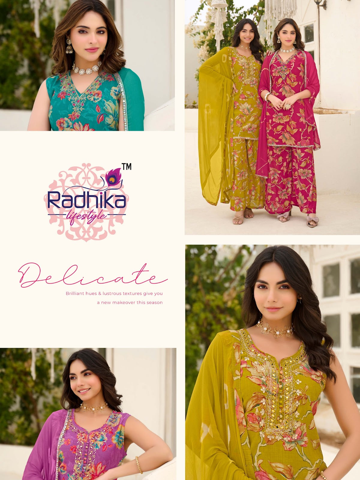 Glam Look Vol 1 Radhika Lifestyle Silk Readymade Plazzo Style Suits Wholesaler Gujarat