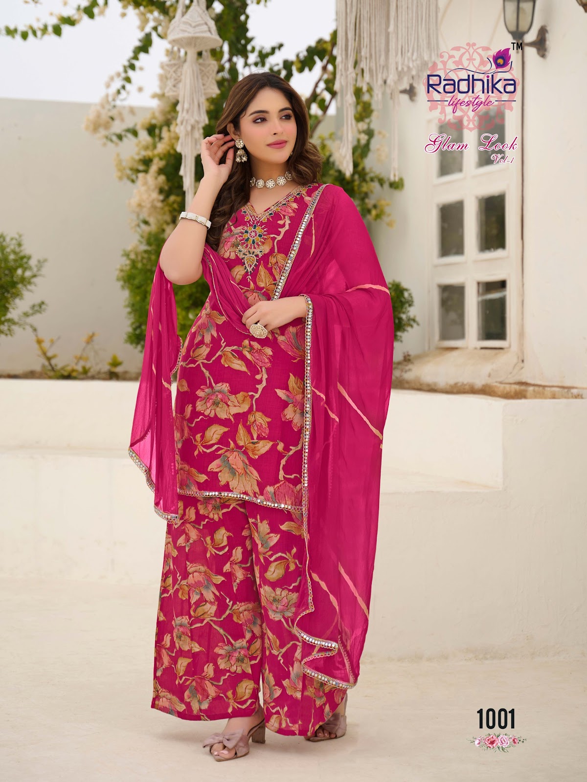 Glam Look Vol 1 Radhika Lifestyle Silk Readymade Plazzo Style Suits Wholesaler Gujarat