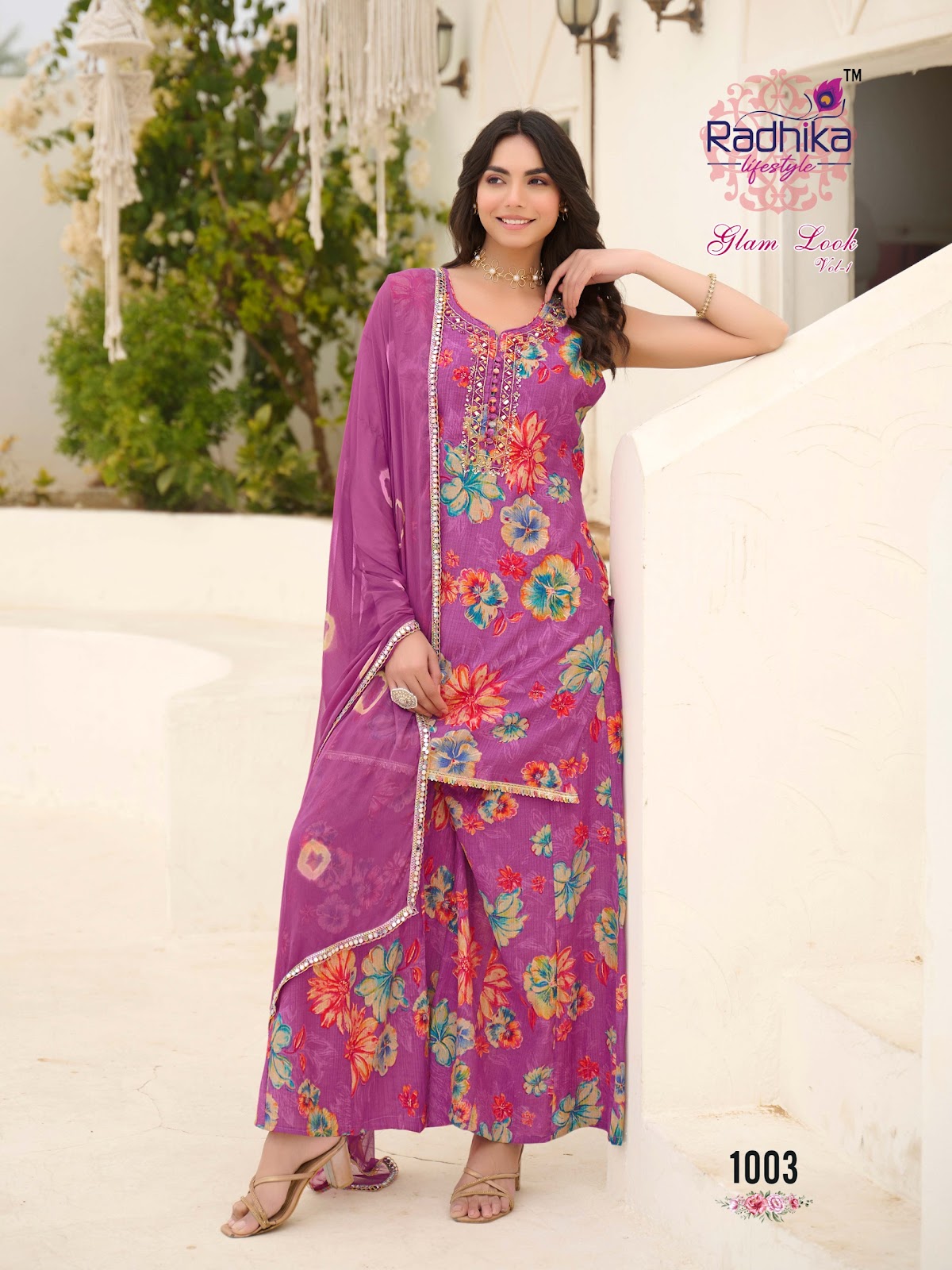 Glam Look Vol 1 Radhika Lifestyle Silk Readymade Plazzo Style Suits Wholesaler Gujarat