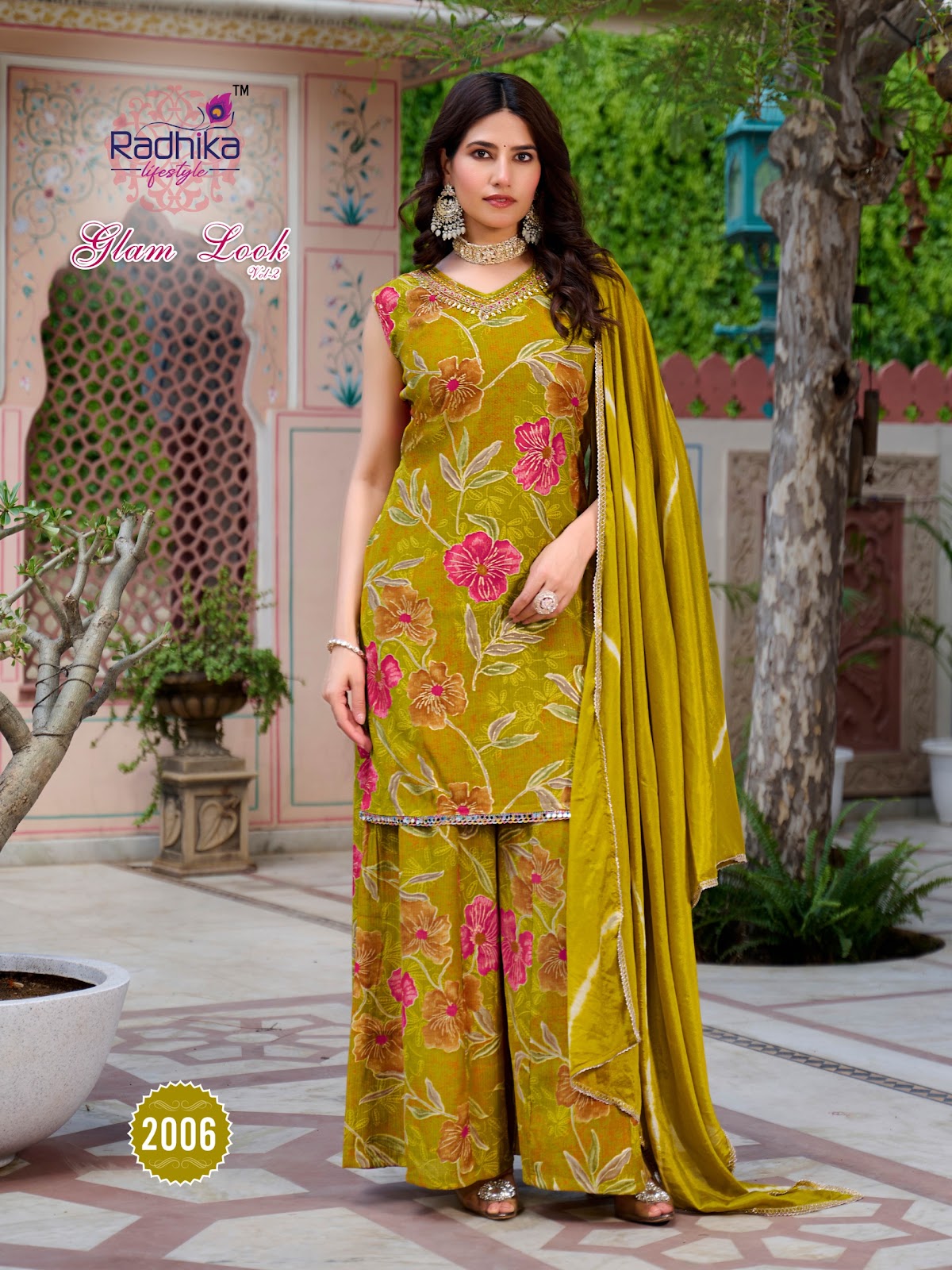 Glam Look Vol 2 Radhika Lifestyle Silk Readymade Plazzo Style Suits Supplier India
