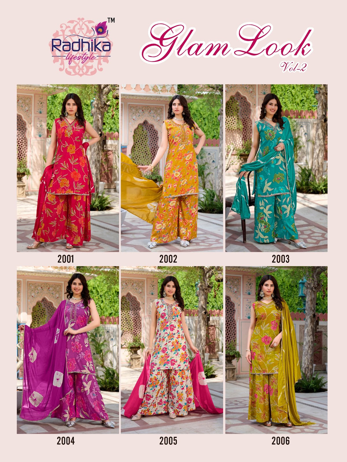 Glam Look Vol 2 Radhika Lifestyle Silk Readymade Plazzo Style Suits Supplier India