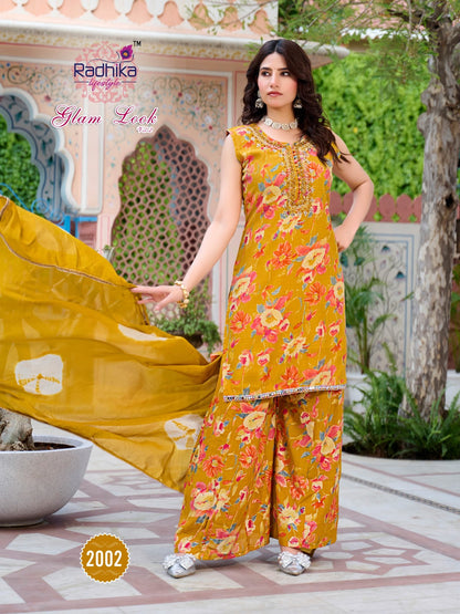 Glam Look Vol 2 Radhika Lifestyle Silk Readymade Plazzo Style Suits Supplier India
