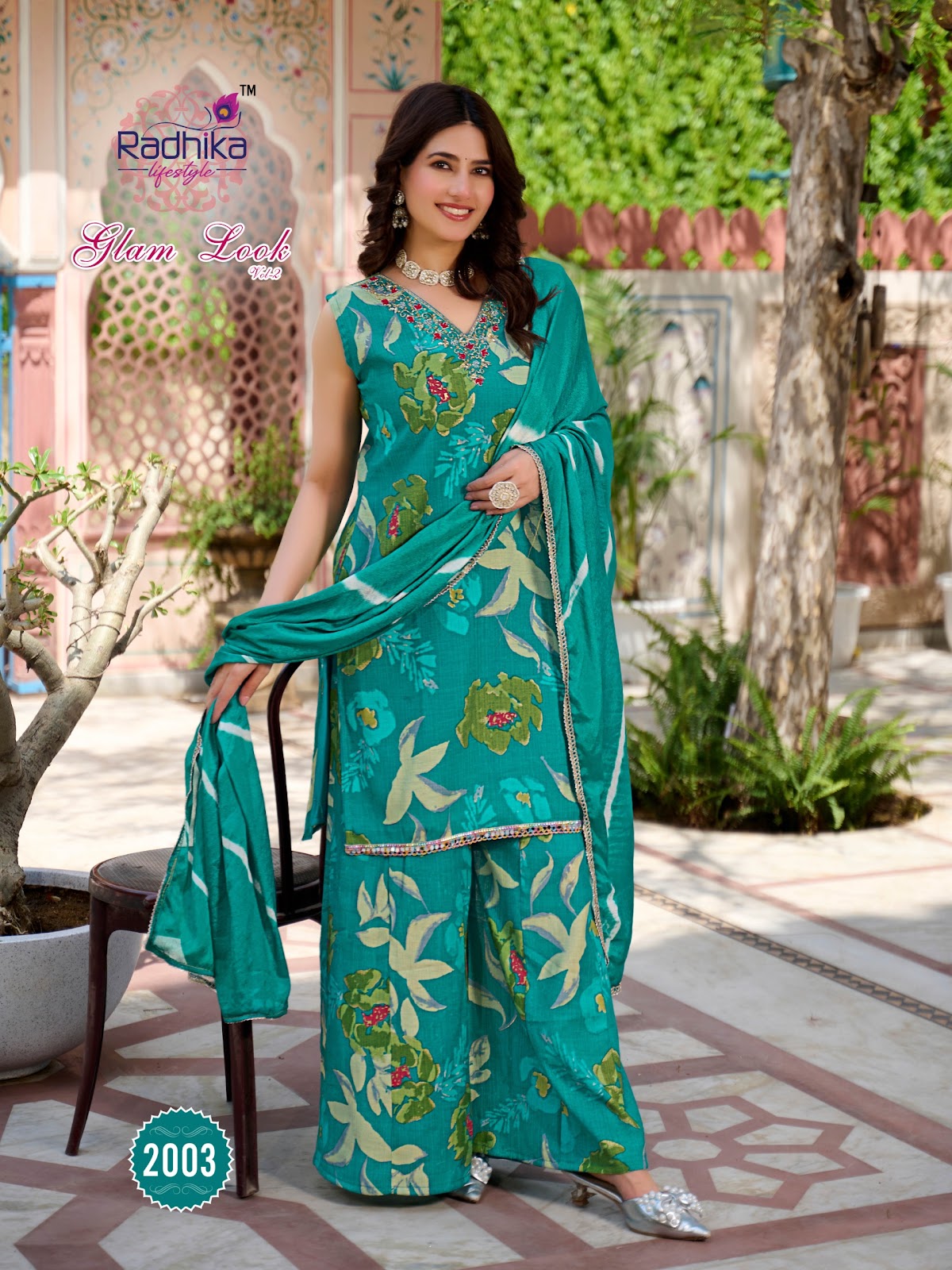 Glam Look Vol 2 Radhika Lifestyle Silk Readymade Plazzo Style Suits Supplier India