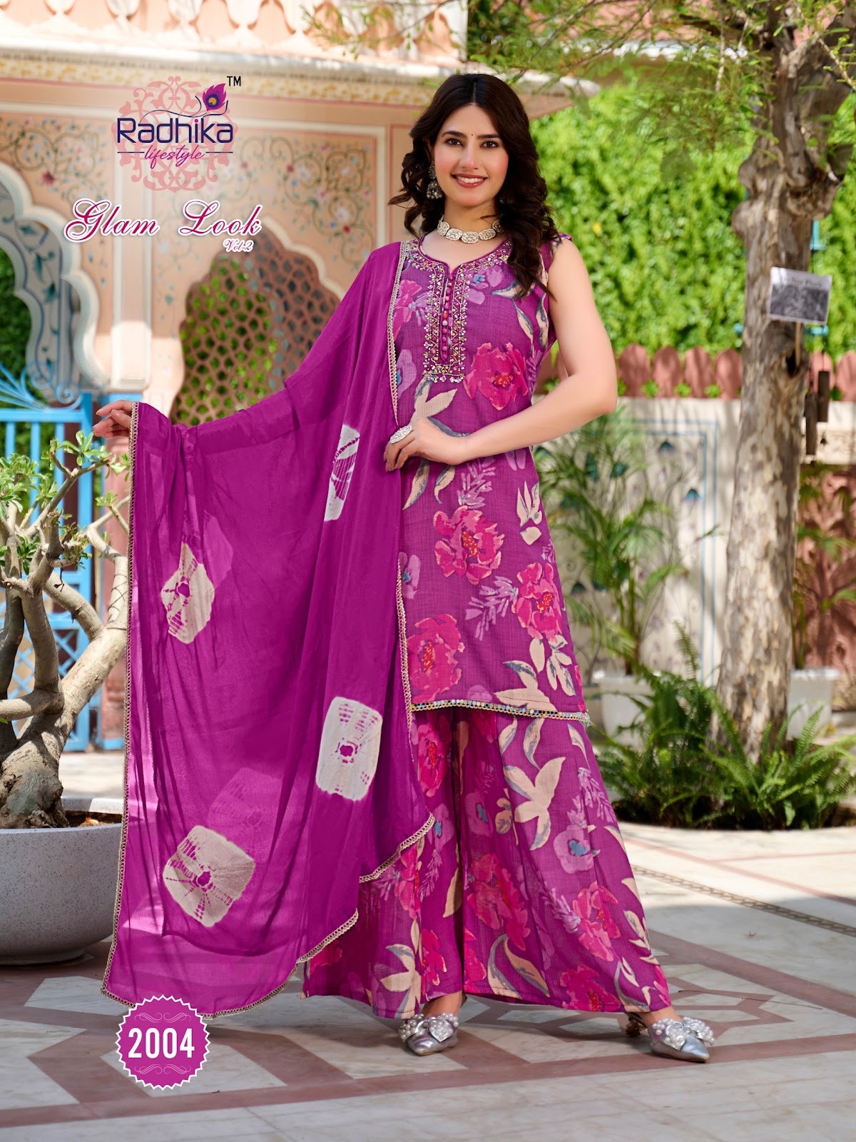 Glam Look Vol 2 Radhika Lifestyle Silk Readymade Plazzo Style Suits Supplier India