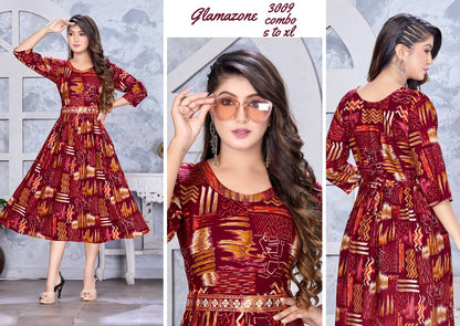 Glamazone Mlm Kalash Lifestyle Rayon 14Kg Anarkali Kurtis Manufacturer Ahmedabad