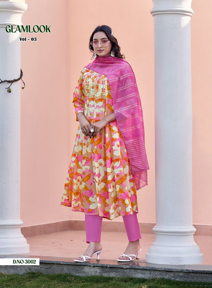Glamlook Vol 3 Diya Trends Rayon Readymade Anarkali Suits Exporter Gujarat