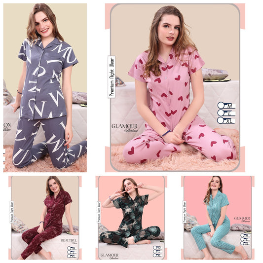 Glamour Aview Hosiery Collar Night Suits Manufacturer India