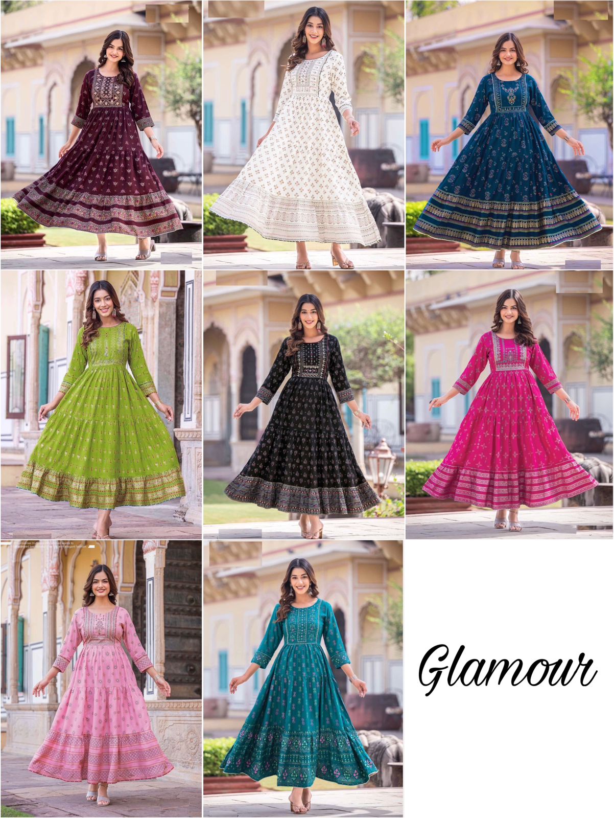 Glamour Bluehills Rayon 14Kg Anarkali Kurtis