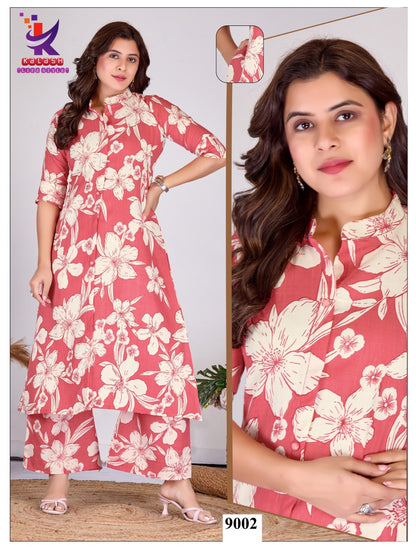 Glamour Look 2 Mlm Kalash Lifestyle Rayon 14Kg Kurti Plazzo Set Wholesaler