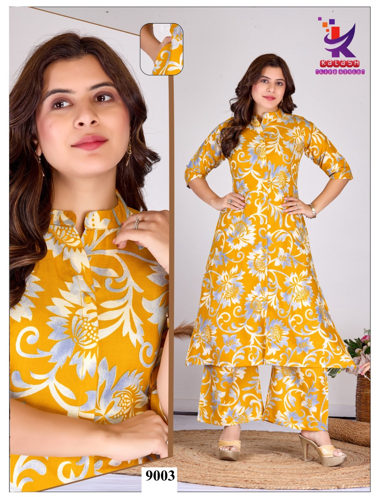 Glamour Look 2 Mlm Kalash Lifestyle Rayon 14Kg Kurti Plazzo Set Wholesaler