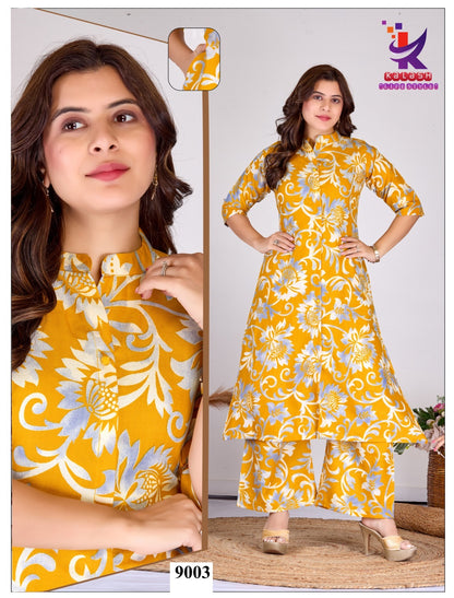 Glamour Look 2 Mlm Kalash Lifestyle Rayon 14Kg Kurti Plazzo Set Wholesaler