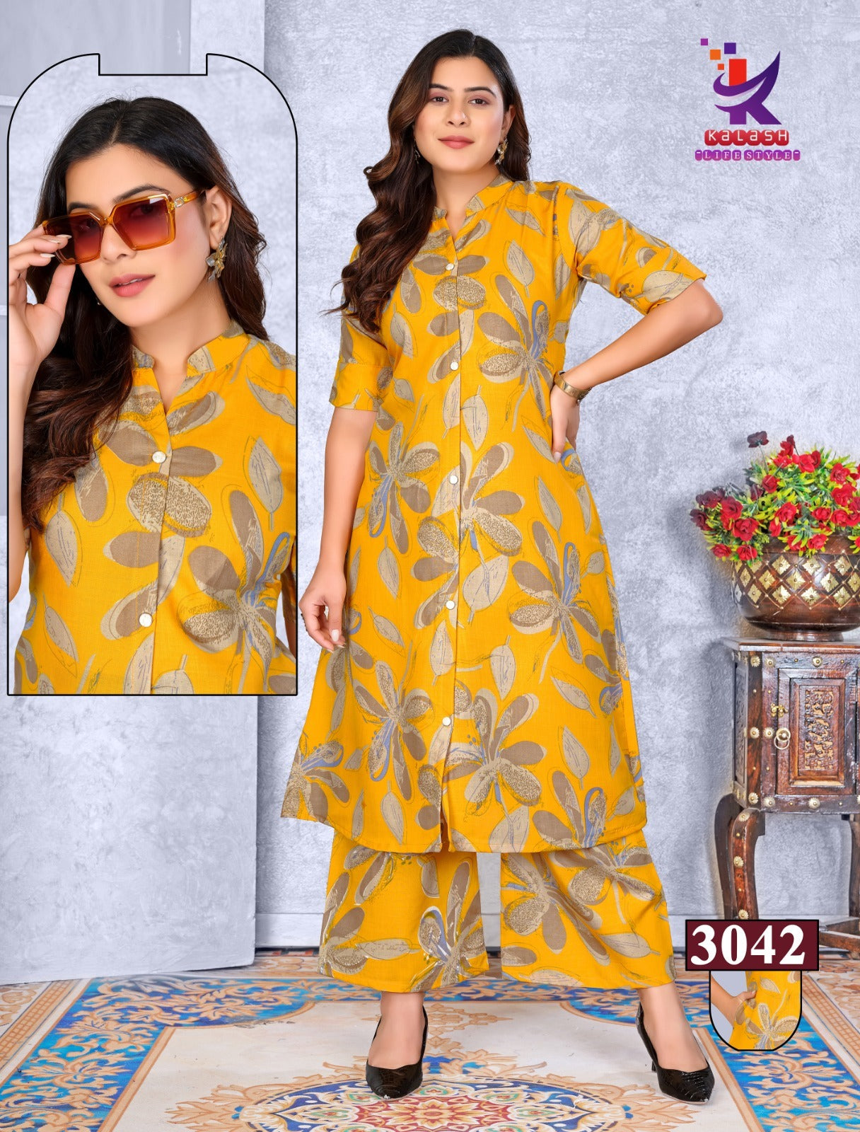 Glamour Look Mlm Kalash Lifestyle Rayon 14Kg Kurti Plazzo Set Manufacturer