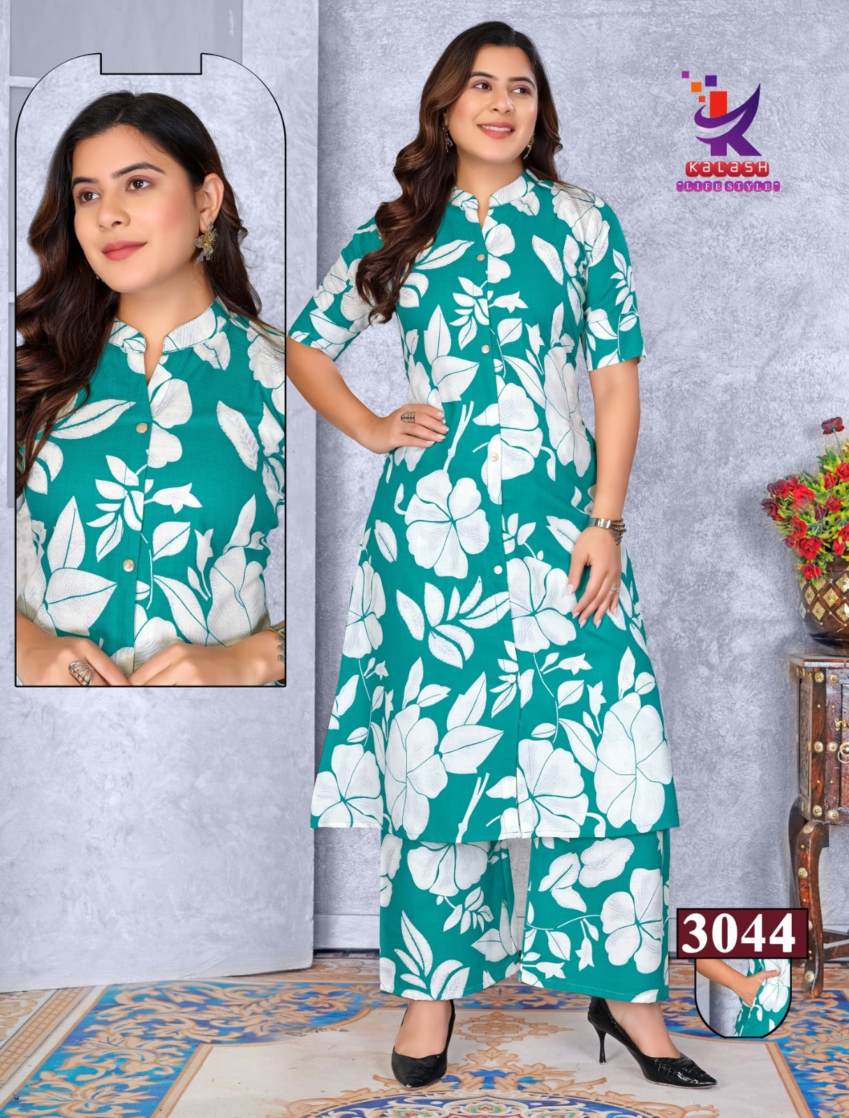 Glamour Look Mlm Kalash Lifestyle Rayon 14Kg Kurti Plazzo Set Manufacturer