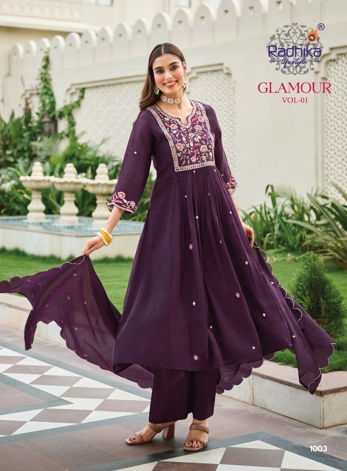 Glamour Vol 1 Radhika Lifestyle Chanderi Readymade Anarkali Suits Wholesaler