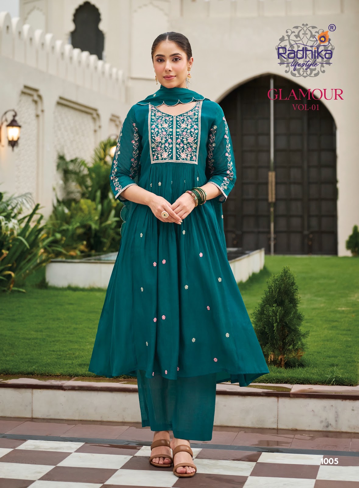 Glamour Vol 1 Radhika Lifestyle Chanderi Readymade Anarkali Suits Wholesaler
