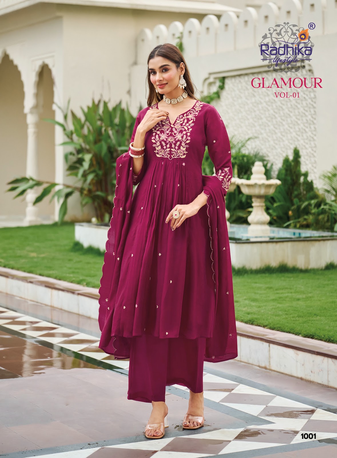 Glamour Vol 1 Radhika Lifestyle Chanderi Readymade Anarkali Suits Wholesaler