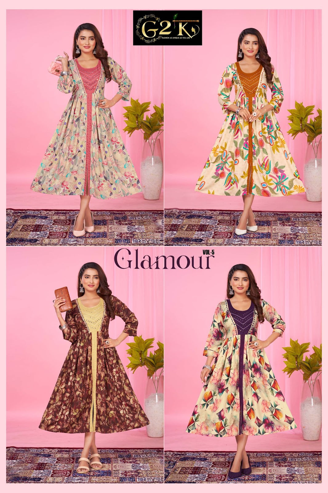 Glamour Vol 5 G2K Reyon Anarkali Kurtis Manufacturer