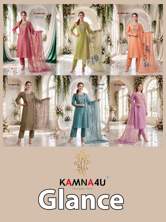 Glance Kamna4U Shimmer Readymade Pant Style Suits Wholesale