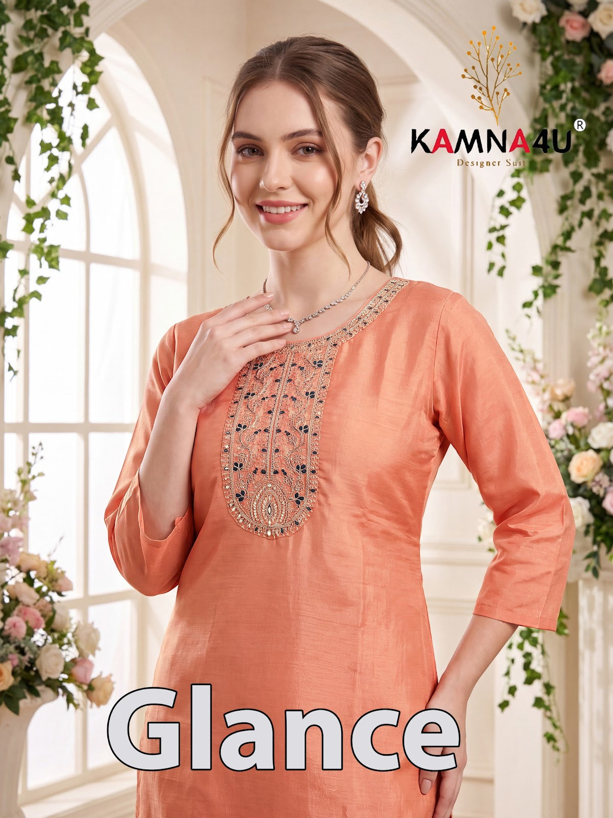 Glance Kamna4U Shimmer Readymade Pant Style Suits Wholesale