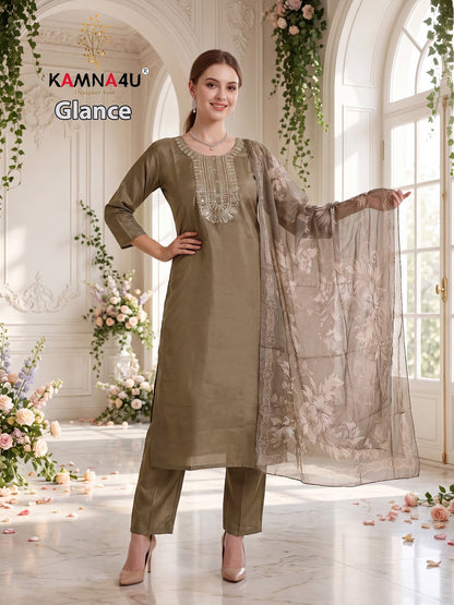 Glance Kamna4U Shimmer Readymade Pant Style Suits Wholesale