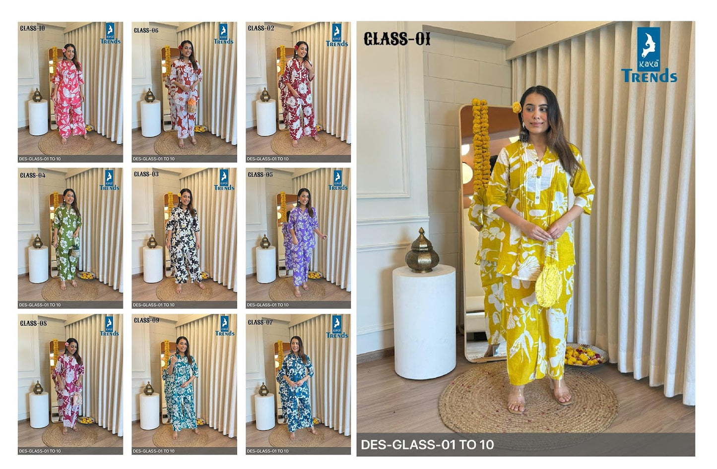 Glass Kaya Cotton Co Ord Set Wholesale Price