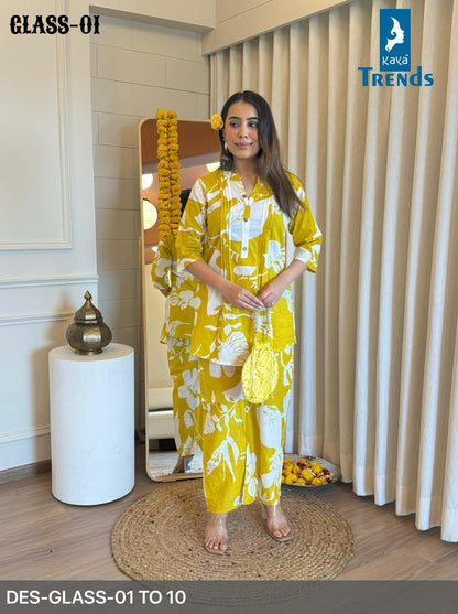 Glass Kaya Cotton Co Ord Set Wholesale Price