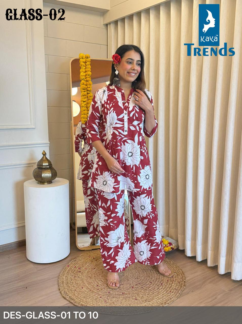 Glass Kaya Cotton Co Ord Set Wholesale Price