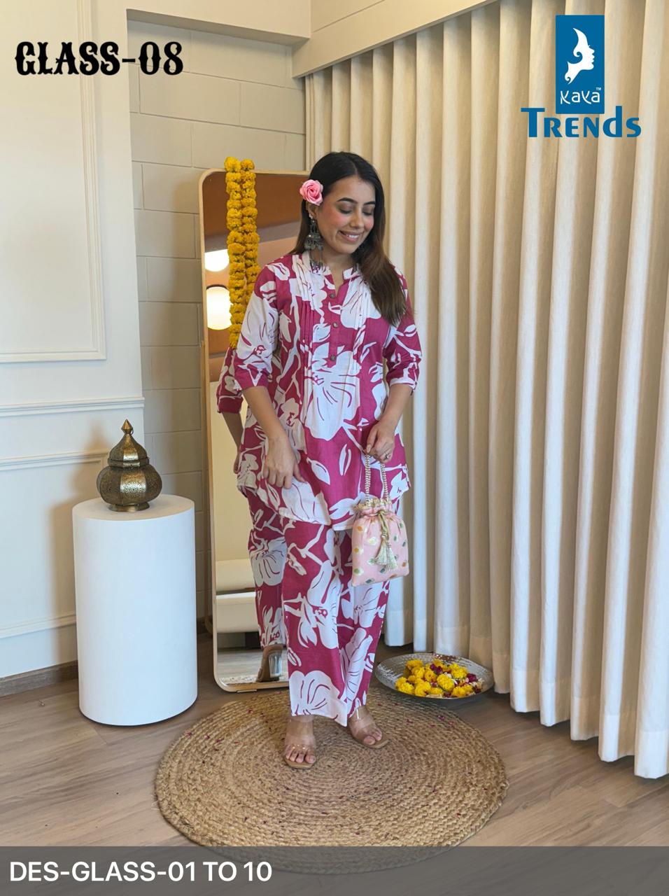 Glass Kaya Cotton Co Ord Set Wholesale Price