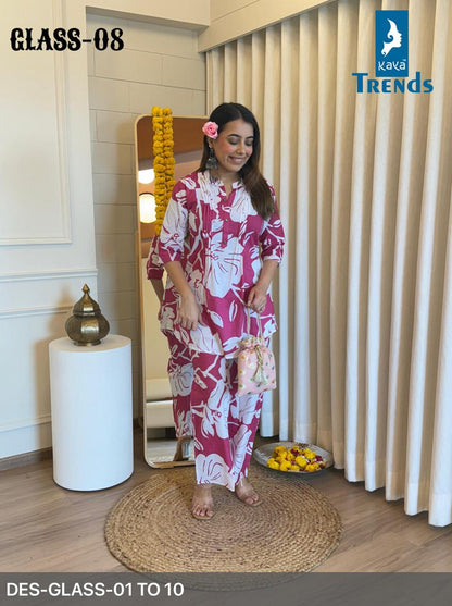 Glass Kaya Cotton Co Ord Set Wholesale Price