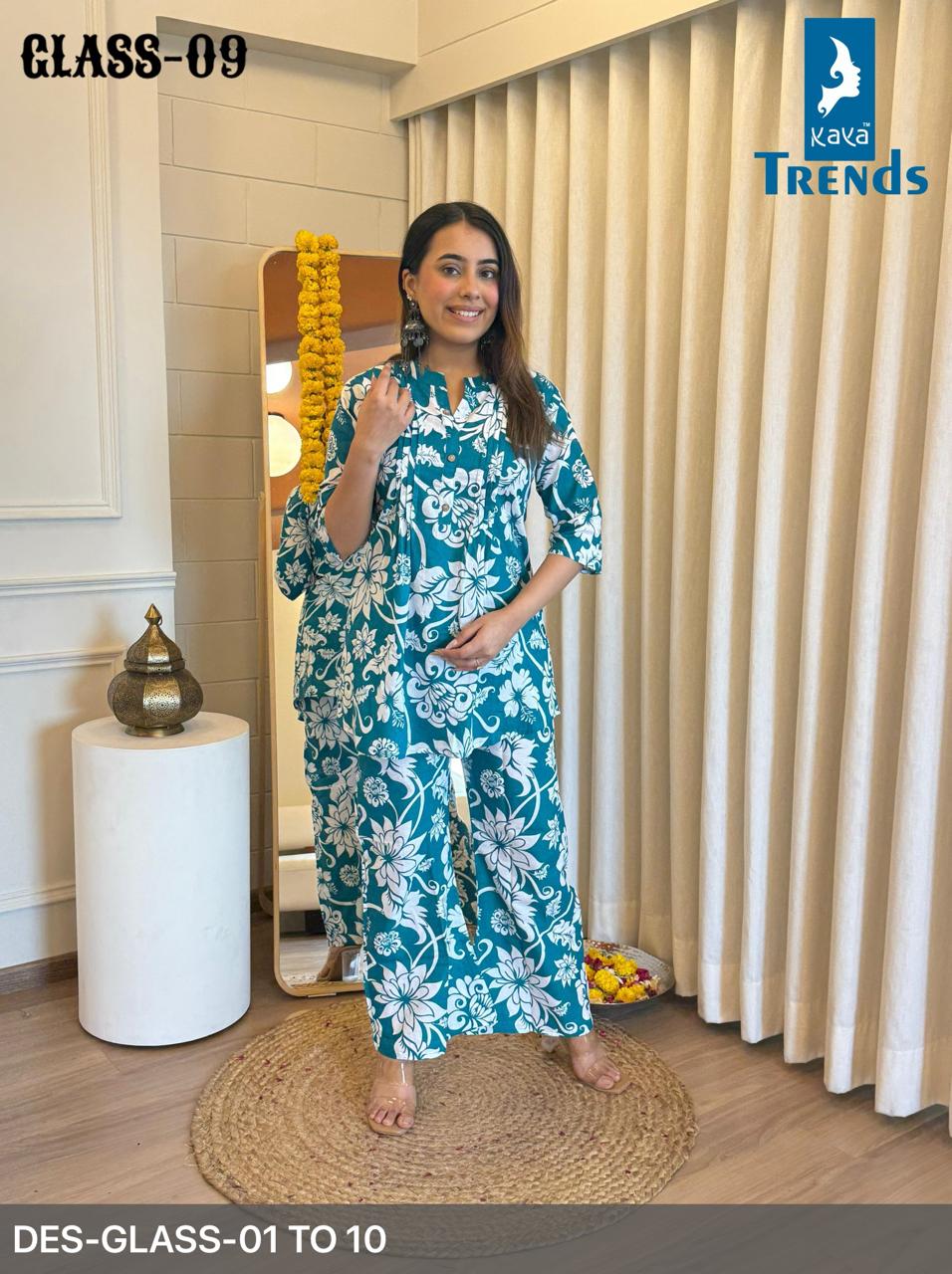 Glass Kaya Cotton Co Ord Set Wholesale Price