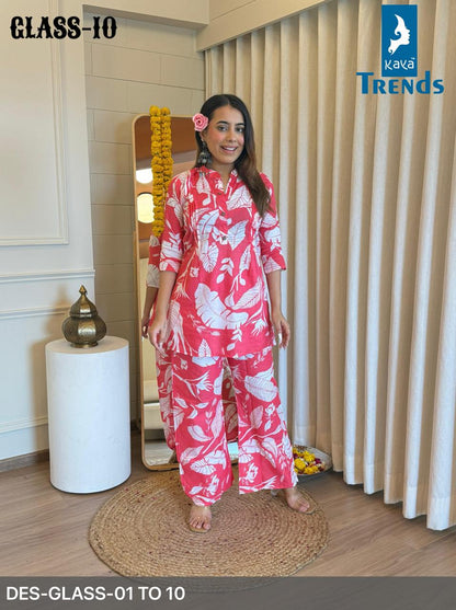 Glass Kaya Cotton Co Ord Set Wholesale Price