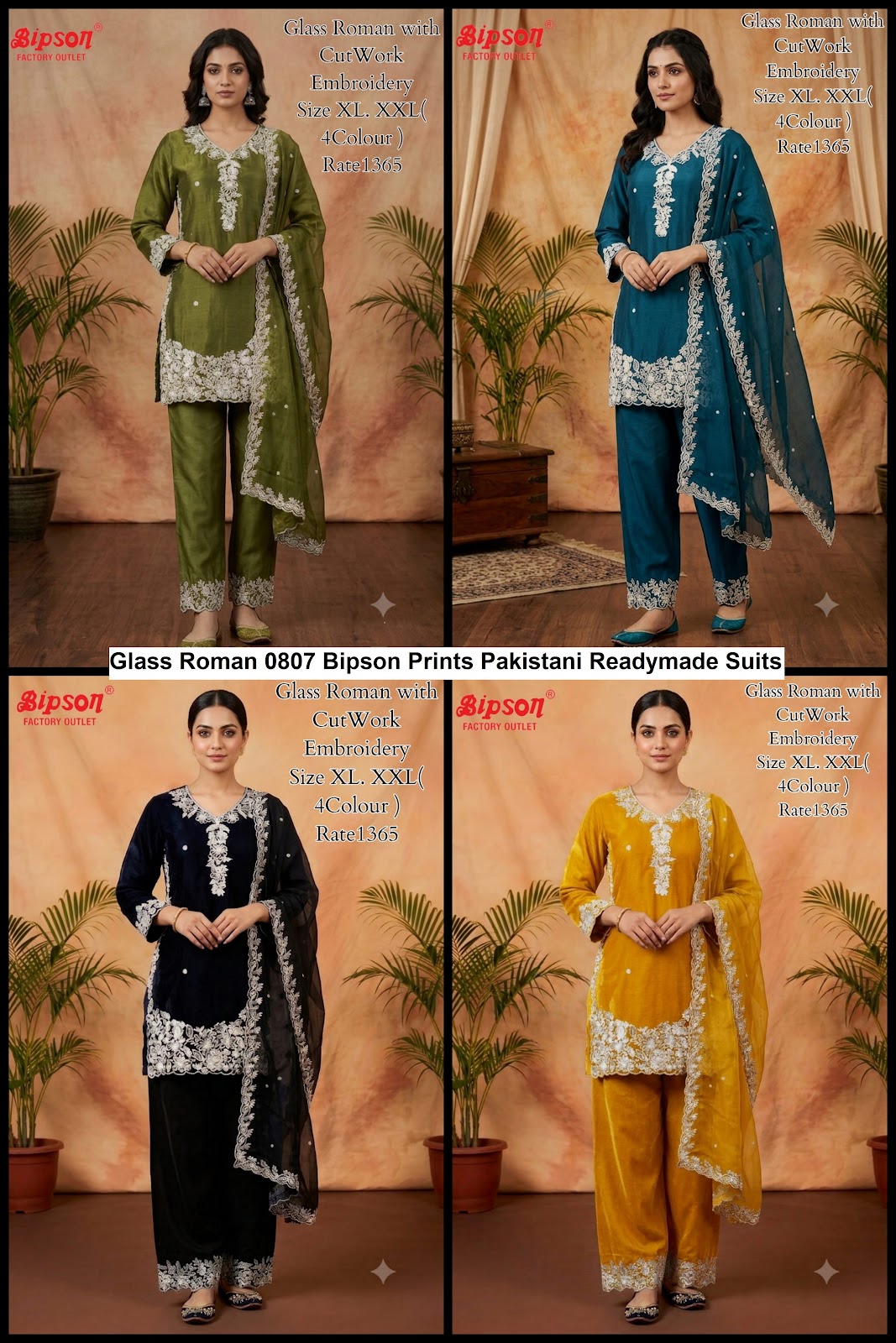 Glass Roman 0807 Bipson Prints Pakistani Readymade Suits Wholesale Price