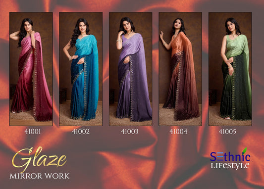 Glaze Sethnic Two Tone Sarees Exporter India