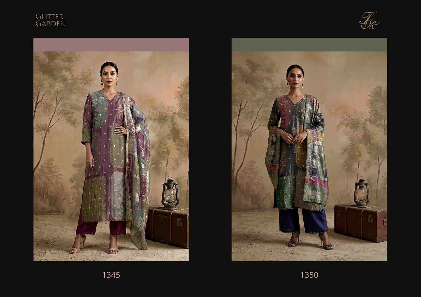 Glitter Garden Tm Jacquard Plazzo Style Suits Wholesale Rate