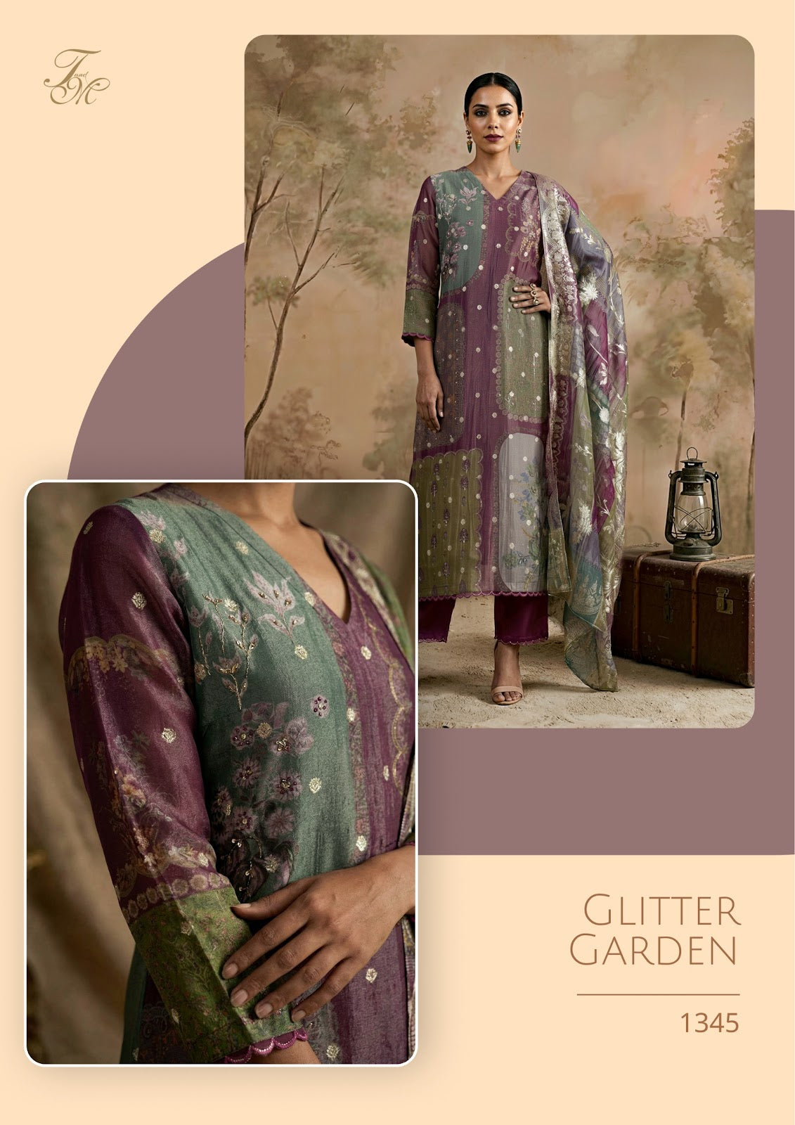 Glitter Garden Tm Jacquard Plazzo Style Suits Wholesale Rate