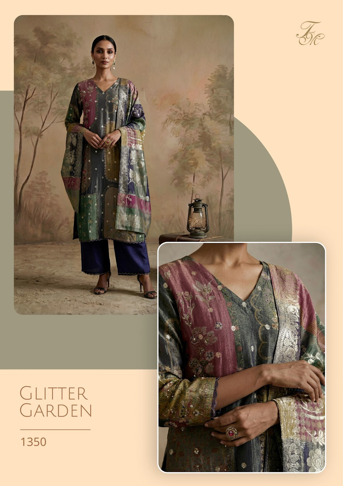 Glitter Garden Tm Jacquard Plazzo Style Suits Wholesale Rate