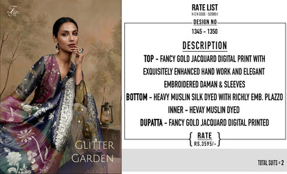 Glitter Garden Tm Jacquard Plazzo Style Suits Wholesale Rate