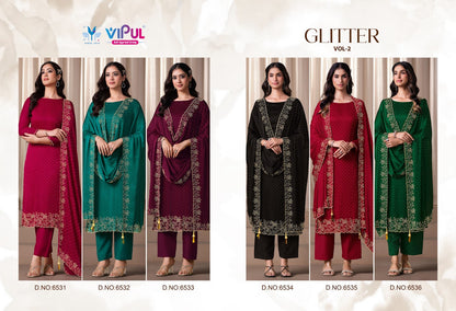 Glitter Vol 2 Vipul Satin Pant Style Suits Wholesale Price
