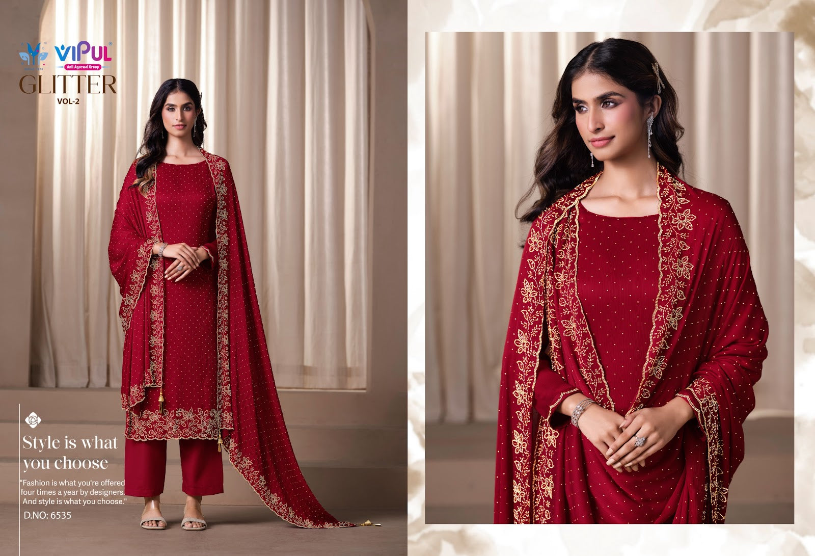 Glitter Vol 2 Vipul Satin Pant Style Suits Wholesale Price