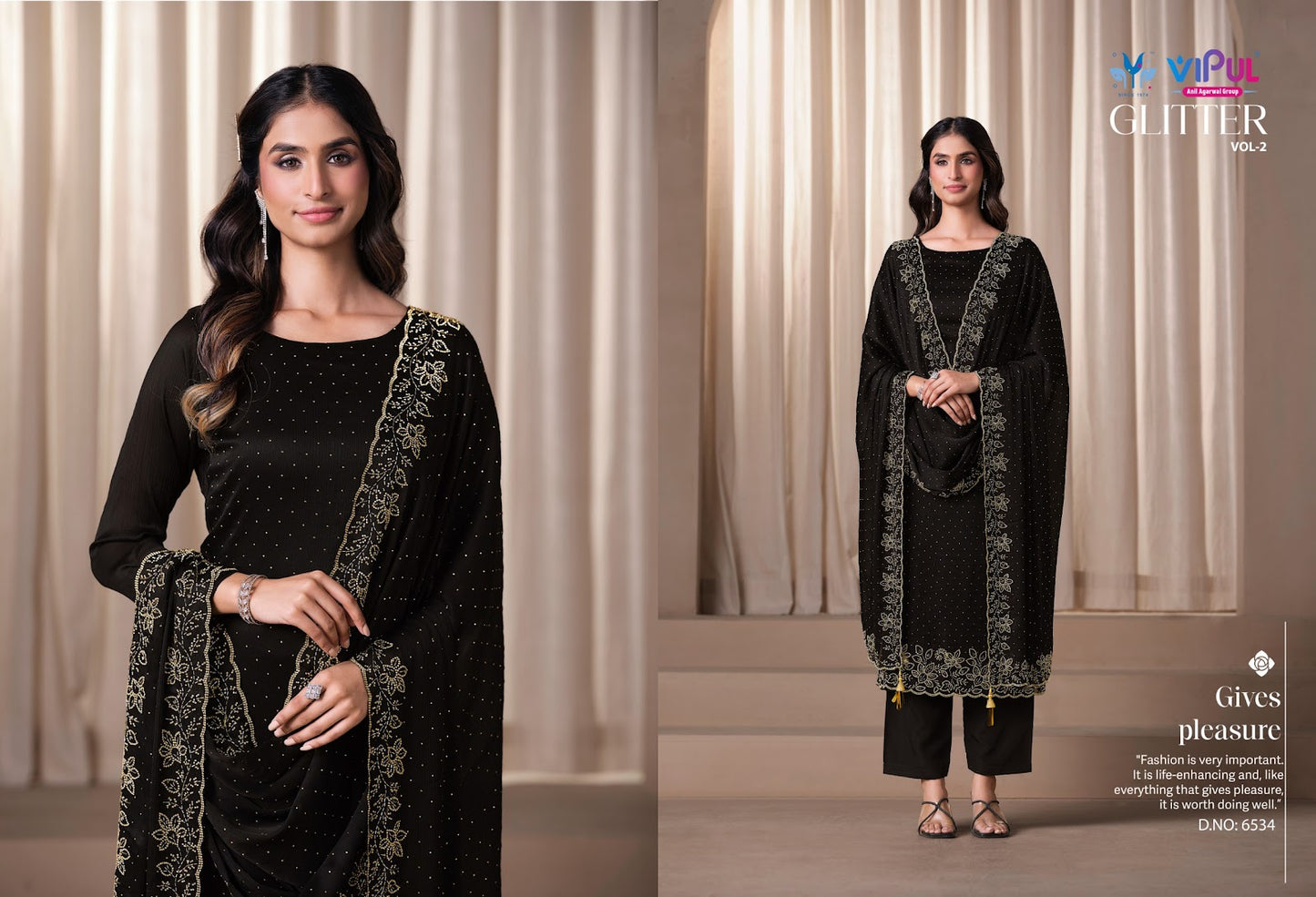 Glitter Vol 2 Vipul Satin Pant Style Suits Wholesale Price