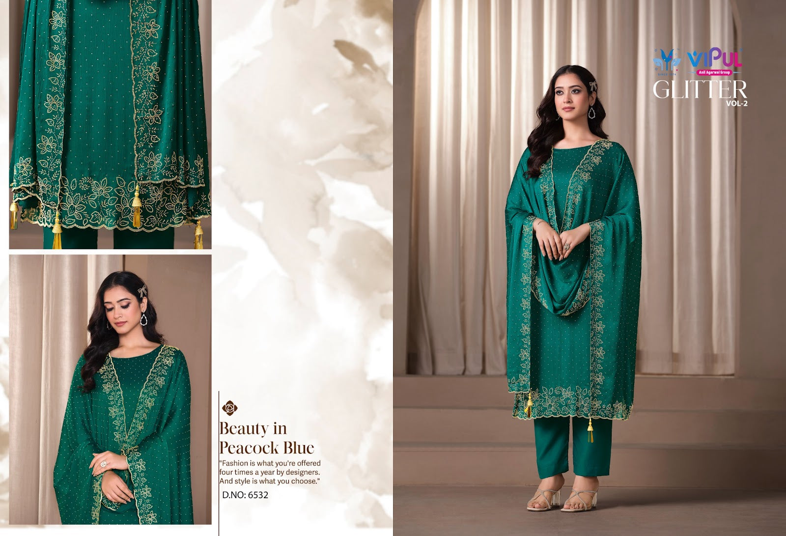 Glitter Vol 2 Vipul Satin Pant Style Suits Wholesale Price