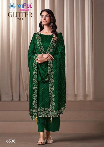 Glitter Vol 2 Vipul Satin Pant Style Suits Wholesale Price