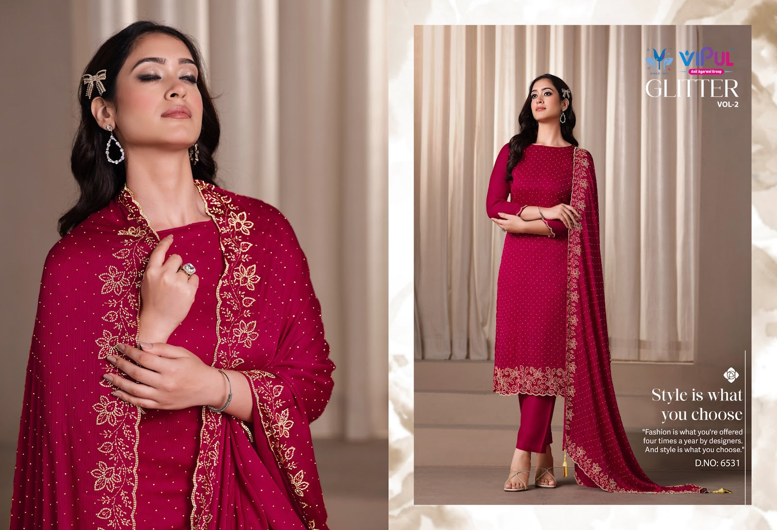 Glitter Vol 2 Vipul Satin Pant Style Suits Wholesale Price