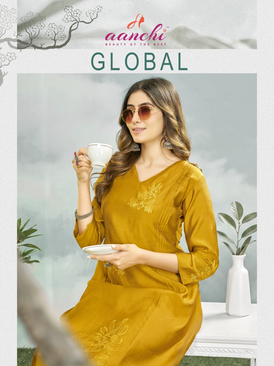Global Aanchi Shimmer Anarkali Kurtis Supplier Gujarat