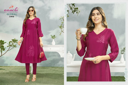 Global Aanchi Shimmer Anarkali Kurtis Supplier Gujarat