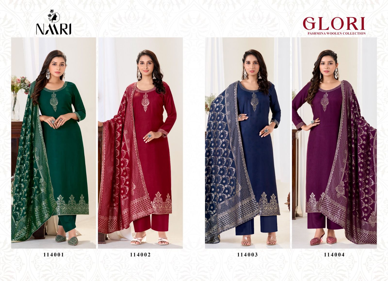 Glori Woolen Collection Naari Viscose Pashmina Suits Manufacturer Gujarat
