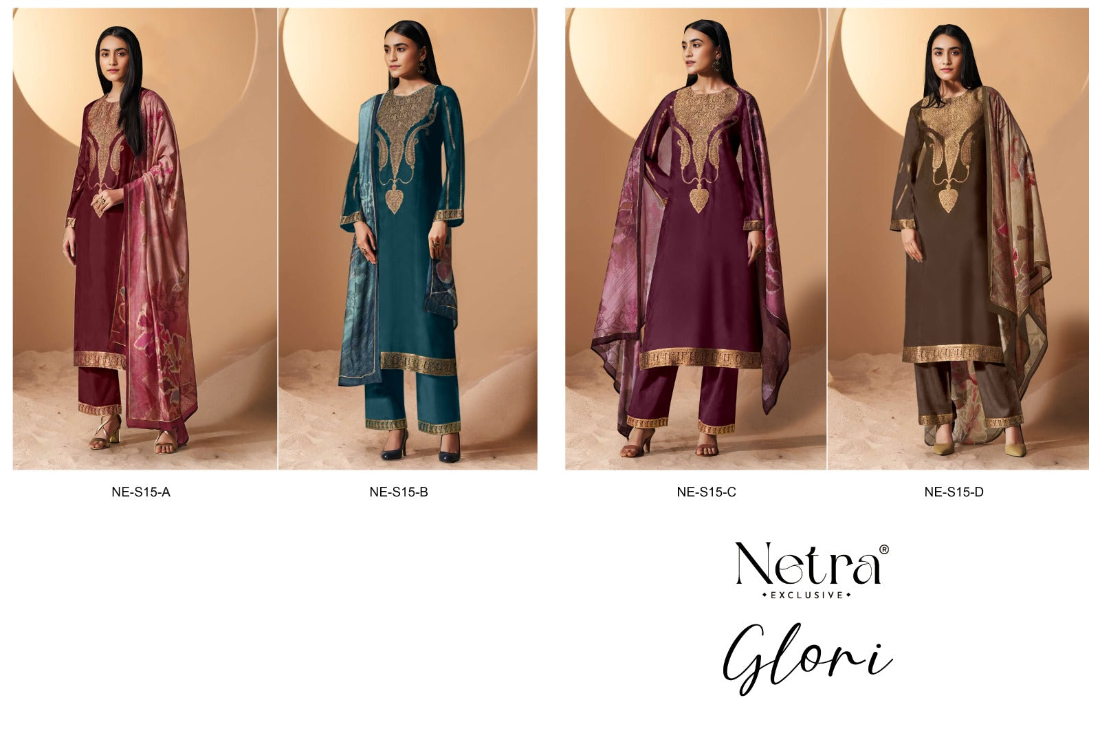 Glori Netra Muslin Plazzo Style Suits Exporter Ahmedabad